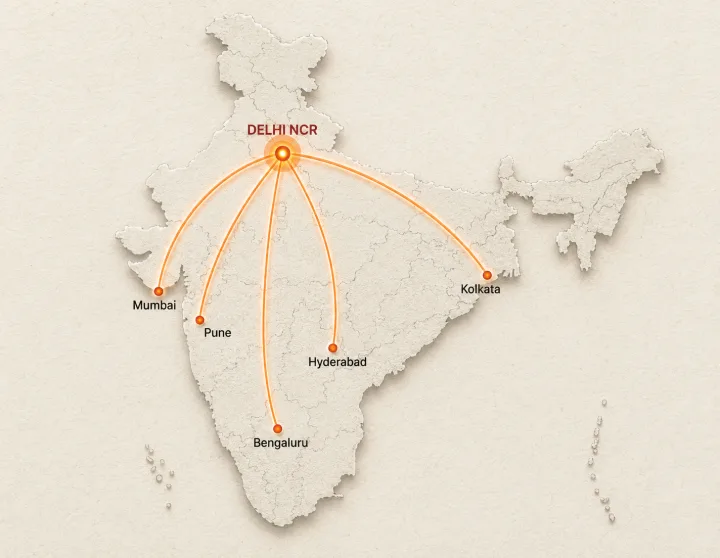 India Service Coverage Map by Professional Cargo Packers and Movers