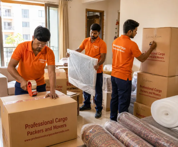 Our Moving Team at Work by Professional Cargo Packers and Movers