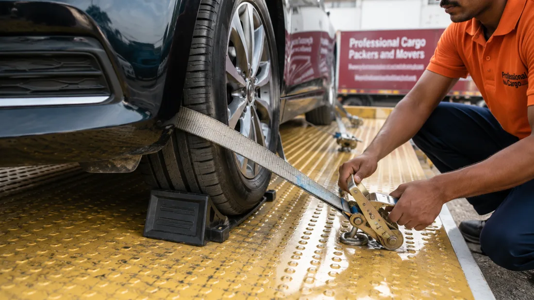 Car Transportation: Secure Loading by Professional Cargo Packers and Movers